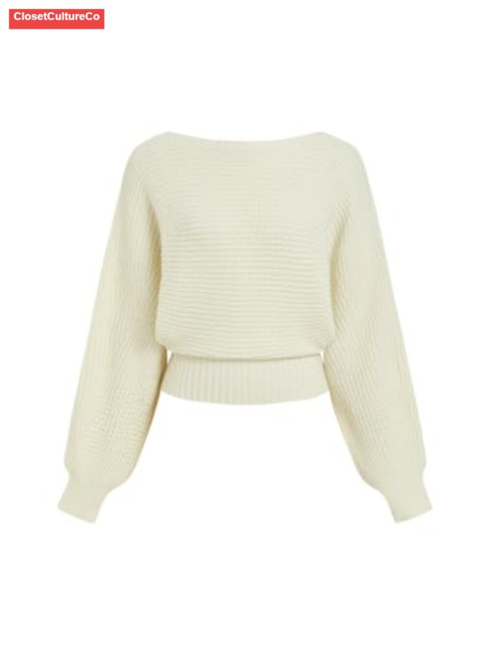 CIDER Cropped Sweater Boat Neck Long Sleeve Pullover Lace Panel Batwing